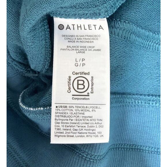 NWT Athleta Balance Wide Crop Pant Borealis Green Teal Blue Size Large Petite - Picture 7 of 9